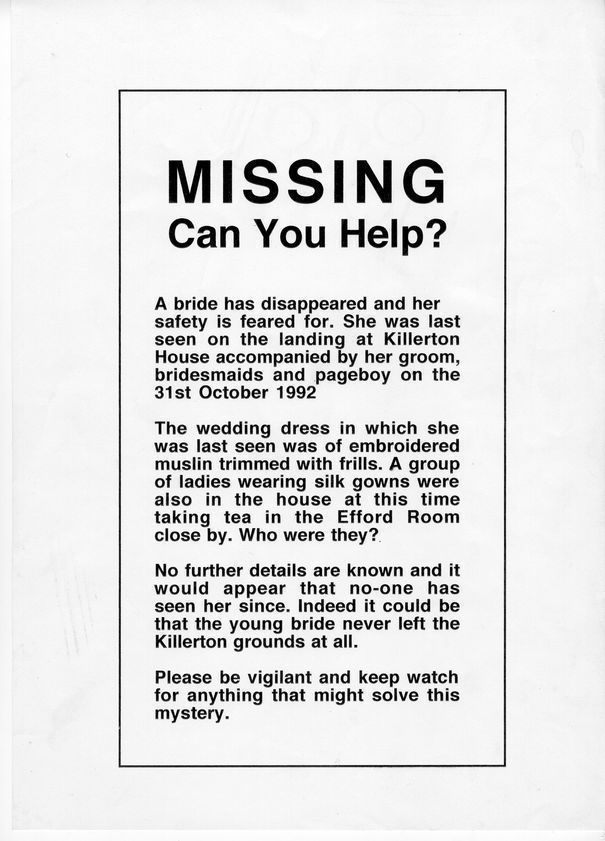 The Bride the Body the Mystery and it's Maker: Missing Can You Help? 1993 by Abigail Lane © Abigail Lane. All Rights Reserved, DACS/Artimage 2018 The Bride the Body the Mystery and it's Maker: Missing Can You Help? 1993