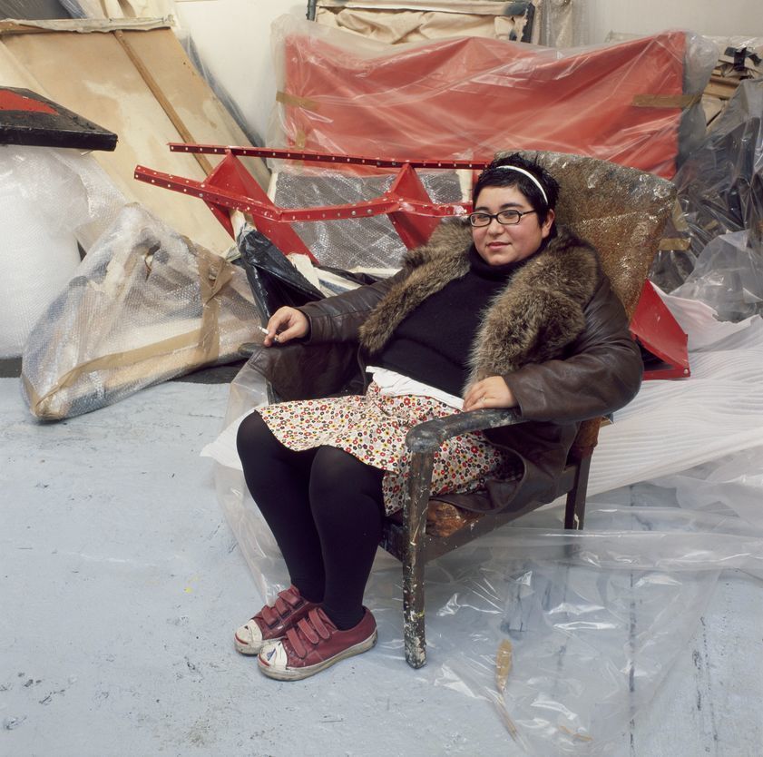 Angela de la Cruz, Studio, London, 2004 by Johnnie Shand Kydd © Johnnie Shand Kydd. All Rights Reserved, DACS/Artimage 2018. Photo: Johnnie Shand Kydd Angela de la Cruz, Studio, London, 2004