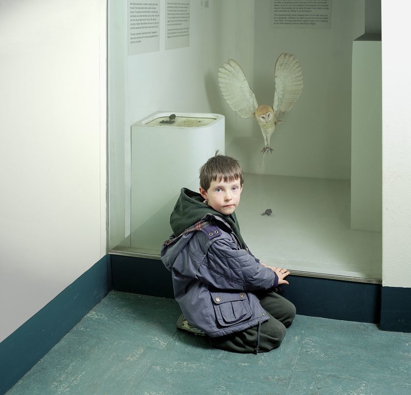 Martin with Owl, Royal Museum of Scotland, Edinburgh, 1999 by Wendy McMurdo © Wendy McMurdo. All Rights Reserved, DACS/Artimage 2018 Martin with Owl, Royal Museum of Scotland, Edinburgh, 1999