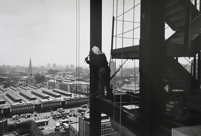 Steel worker & Spittlefields Market, Broadgate, London, 1989