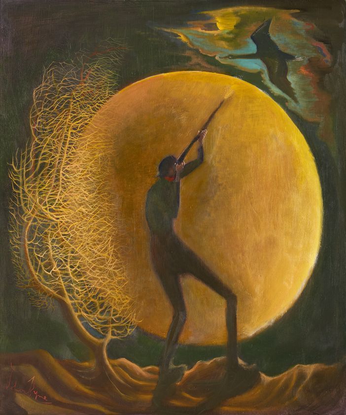 Moon, Swan, Marksman, 2014 by John Byrne © John Byrne. All Rights Reserved, DACS/Artimage 2018. Image courtesy of The Fine Art Society, Edinburgh Moon, Swan, Marksman, 2014