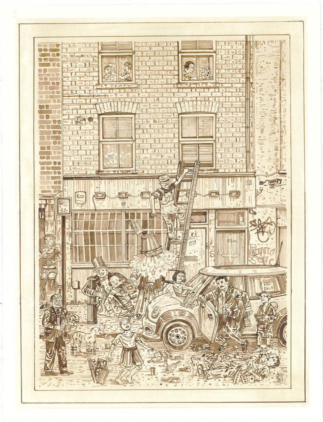 A Redchurch Street Rakes Progress 3, 2009 by Adam Dant © Adam Dant. All Rights Reserved, DACS/Artimage 2018 A Redchurch Street Rakes Progress 3, 2009