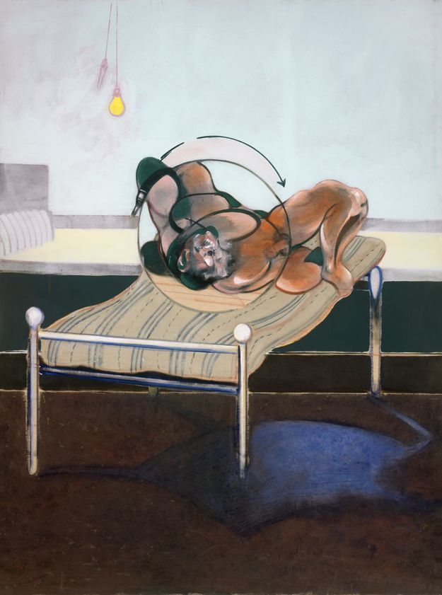 Three Studies of Figures on Beds, 1972 (left panel) by Francis Bacon © The Estate of Francis Bacon. All rights reserved, DACS/Artimage 2018. Photo: Hugo Maertens Three Studies of Figures on Beds, 1972 (left panel)
