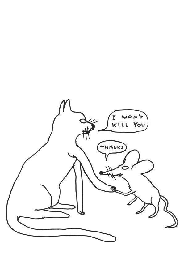 Untitled (Cat & mouse), 2011 by David Shrigley © David Shrigley. All Rights Reserved, DACS/Artimage 2018 Untitled (Cat & mouse), 2011