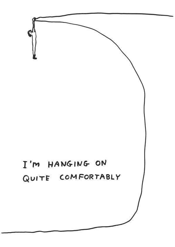 Untitled (Hanging on), 2011 by David Shrigley © David Shrigley. All Rights Reserved, DACS/Artimage 2018 Untitled (Hanging on), 2011