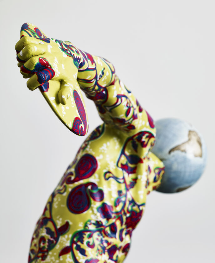 Discus Thrower (after Myron), 2016 (detail) by Yinka Shonibare MBE © Yinka Shonibare MBE. All Rights Reserved, DACS/Artimage 2018. Image courtesy Stephen Friedman Gallery. Photo: Mark Blower Discus Thrower (after Myron), 2016 (detail)