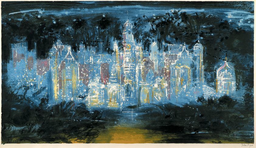Harlaxton Blue, 1977 by John Piper © The Piper Estate / DACS/Artimage 2018. Photo: Luke Piper Harlaxton Blue, 1977