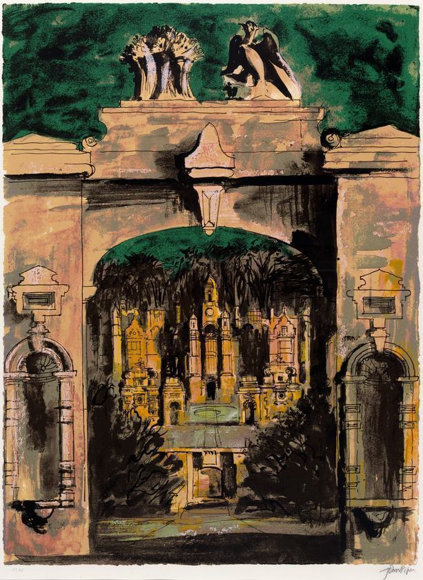 Harlaxton through the Gate, 1977 by John Piper © The Piper Estate / DACS/Artimage 2018. Photo: Luke Piper Harlaxton through the Gate, 1977