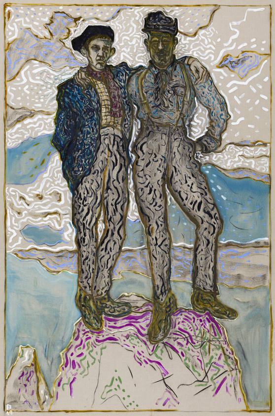father and son stood on a rock, 2014 by Billy Childish © Billy Childish. All Rights Reserved, DACS/Artimage 2018. Photo: Rikard Osterlund father and son stood on a rock, 2014