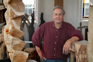 David Nash, studio, Wales, 2007