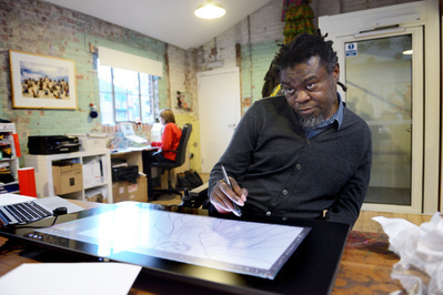 Yinka Shonibare, studio, London, 2015