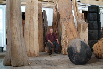 David Nash, studio, Wales, 2007