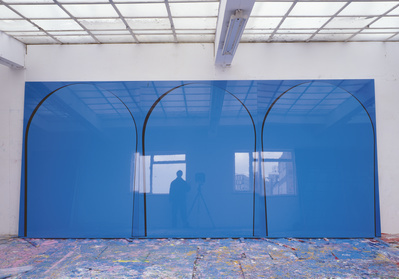 Poured Painting: Blue, Black, Blue, 1999