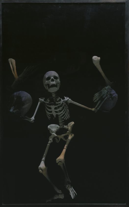 Juggling Skeleton Lenticular (white on black), 2006 by Abigail Lane © Abigail Lane. All Rights Reserved, DACS/Artimage 2018 Juggling Skeleton Lenticular (white on black), 2006