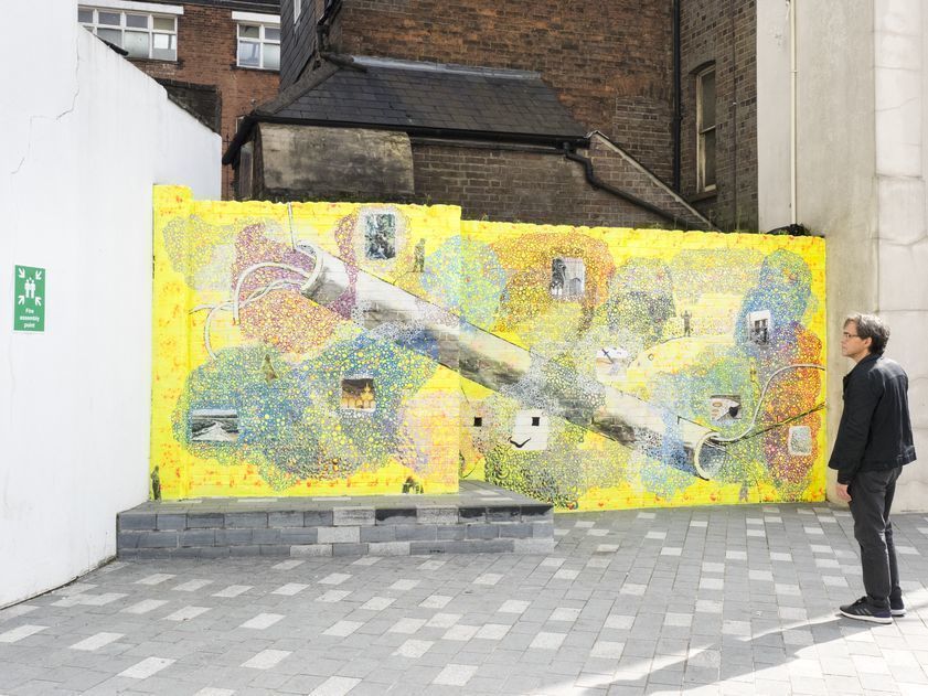 Jeffrey Dennis by his public artwork 'The Luton Host', 2017 by Jeffrey Dennis © Jeffrey Dennis. All rights reserved, DACS/Artimage 2018. Photo: Joe Plommer Jeffrey Dennis by his public artwork 'The Luton Host', 2017