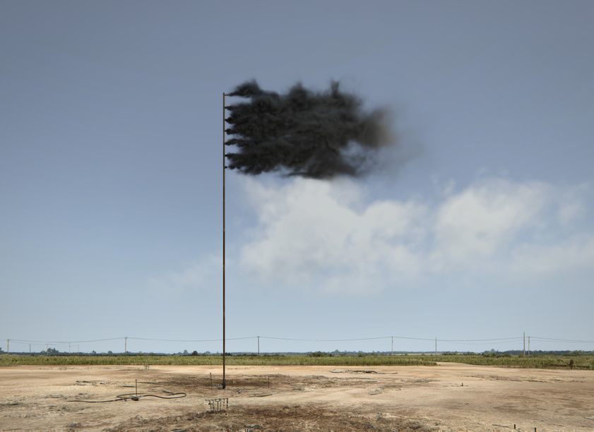 Western Flag (Spindletop, Texas), 2017 by John Gerrard © John Gerrard. All Rights Reserved, DACS/Artimage 2018. Image courtesy Thomas Dane Gallery, London and Simon Preston Gallery, New York Western Flag (Spindletop, Texas), 2017