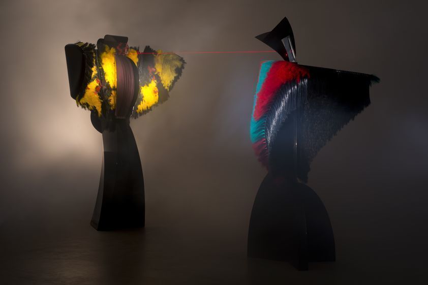 Conjunction of Opposites, 1986. Cosmic Dramas Series. by Liliane Lijn © Liliane Lijn. All Rights Reserved, DACS/Artimage 2018. Photo: Thierry Bal Conjunction of Opposites, 1986. Cosmic Dramas Series.