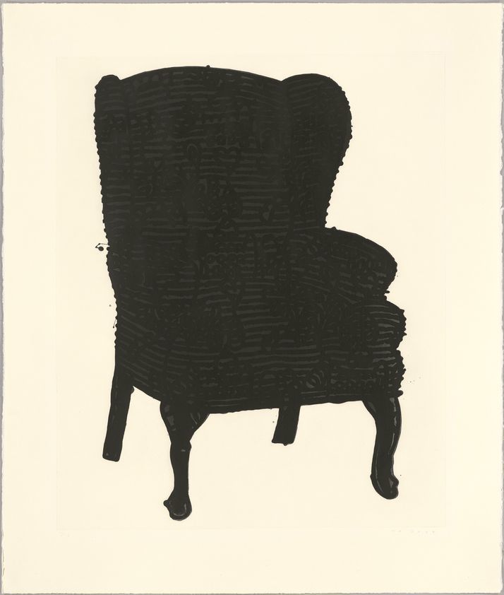 Black Stripey Love Chair, 2006 by Humphrey Ocean © Humphrey Ocean. All rights reserved, DACS/Artimage 2018. Photo: Prudence Cuming Associates Ltd Black Stripey Love Chair, 2006
