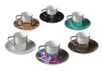 Box Set of 6 - Mixed anamorphic cup and saucer, 2012