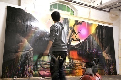 The artist in his studio with 'The Promised Land', 2009