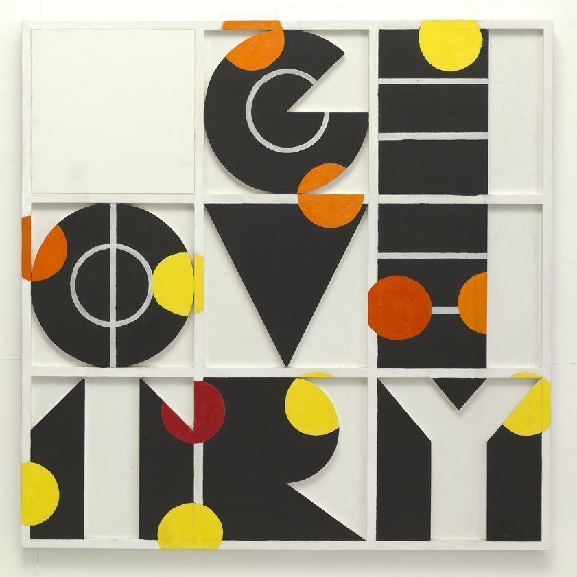 Geometry? 7, 1964 by Joe Tilson © Joe Tilson. All Rights Reserved, DACS/Artimage 2018. Image: © Waddington Custot. Photo: Prudence Cuming Associates Ltd Geometry? 7, 1964