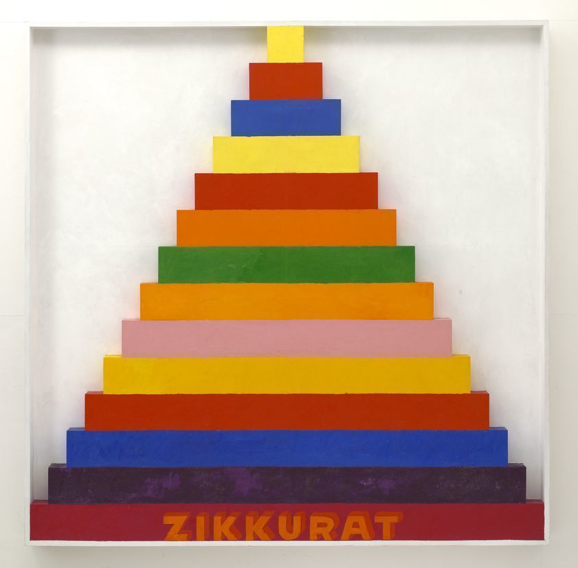 Zikkurat 9, 1967 by Joe Tilson © Joe Tilson. All Rights Reserved, DACS/Artimage 2018. Image: © Waddington Custot. Photo: Prudence Cuming Associates Ltd Zikkurat 9, 1967